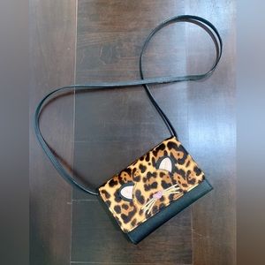Kate Spade Leopard Summer Run Wild Black Leather Crossbody Bag